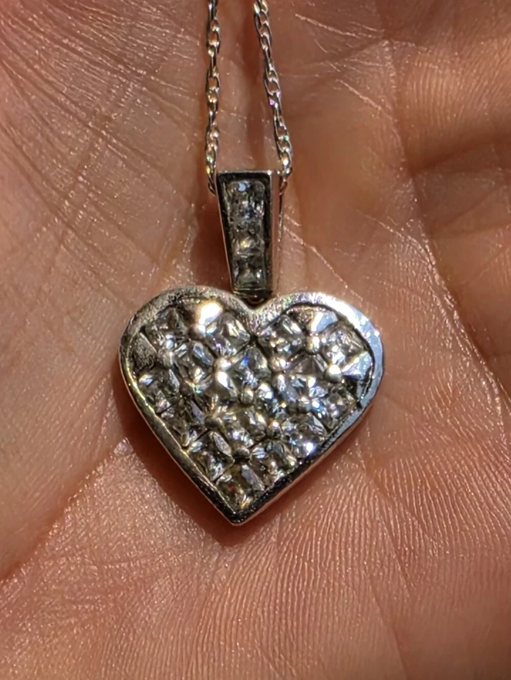 925 Sterling silver heart necklace with Czs